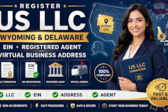 register US llc in wyoming or delaware, ein, registered agent, virtual address