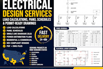 create USA electrical load calculations panel schedules permit drawings