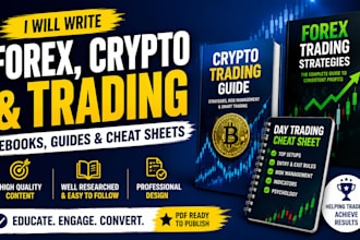 write trading, forex, crypto and finance ebooks and guides