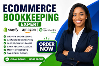 shopify amazon ecommerce bookkeeping, quickbooks online, cleanup, reconciliation