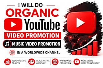 do organic youtube video promotion, music video promotion in a worldwide channel