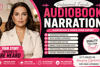 narrate fiction novel audiobook, female voice over audiobook narrator for acx