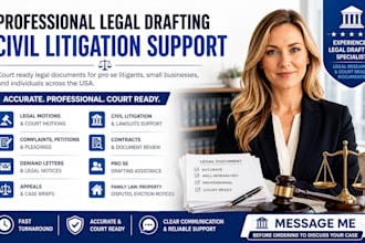 draft USA civil litigation pro se legal documents, motions, pleadings, appeals
