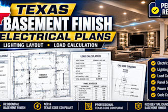 prepare texas basement finish electrical plans lighting layout load calculation