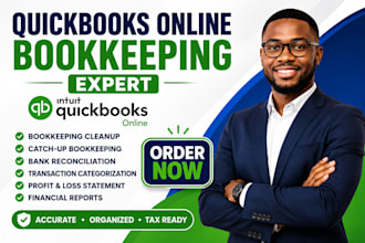 quickbooks online bookkeeping, bookkeeping cleanup, catch up, financial report