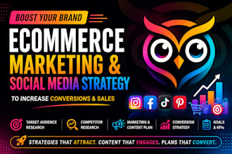 create ecommerce marketing, social media strategy to increase conversions, sales