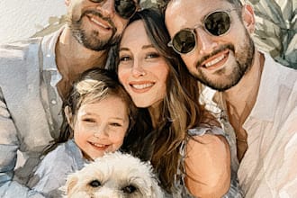 create a watercolor family portrait