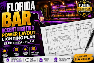 prepare florida bar accent lighting power layout,  lighting plan electrical plan