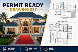 draft architectural floor plan, permit drawing and blueprint