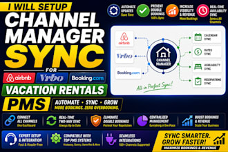 setup channel manager sync for airbnb vrbo booking com vacation rentals pms