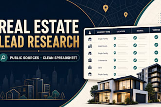research real estate properties or business leads with verified sources