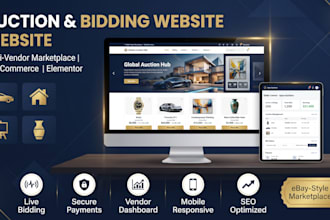 build wordpress auction website, online bidding marketplace, multivendor website