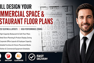 create professional commercial space planning and restaurant floor plans