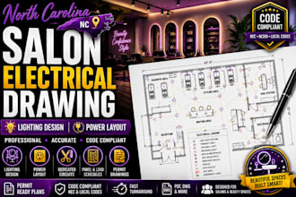 prepare north carolina lighting design power layout electrical drawing for salon