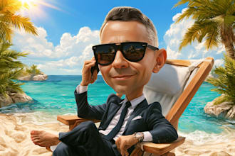singel funny caricature professional business caricature