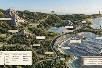 design custom hiking trail map, campground, resort and tourist maps