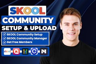setup skool community, online course, be your skool manager, skool course upload