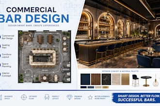 design bar interior, bar seating plan, with furniture layout and space planning