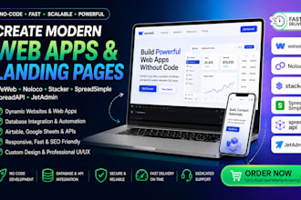 create weweb noloco stacker spreadsimple spreadapi jetadmin website landing page