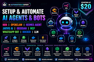 setup n8n openclaw hermes agent jarvis ai obsidian mcp whatsapp bot docker llm