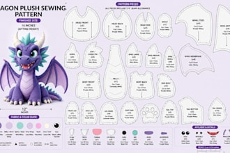 create detailed custom plush sewing patterns for plush toys