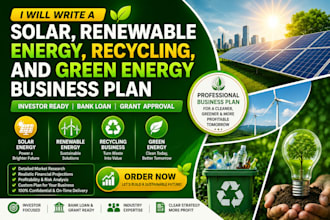 write a solar, renewable energy, recycling, and green energy business plan