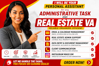 be personal virtual assistant for any administrative task real estate mass dm