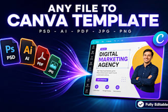 convert PSD, ai, PDF or jpg file to an editable canva template