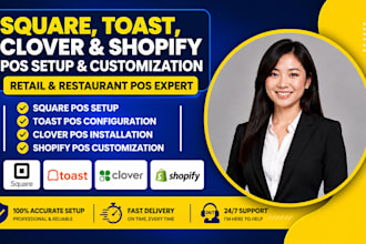 set up and customize square pos, toast pos, clover pos and shopify pos