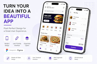 design a mobile app UI UX in figma for ios and android