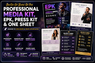 design a professional media kit, epk, press kit and one sheet rate card