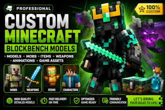 create custom minecraft blockbench models, mobs, items and animations