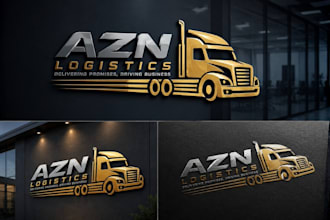 design modern truck logo, trucking, logistics, transport and freight company