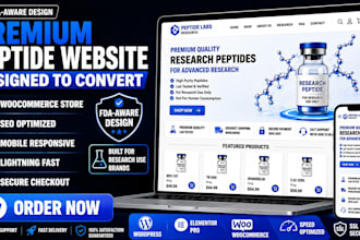 build fda compliant peptide website research store woocommerce supplement site