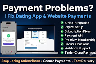 fix dating app payments and integrate stripe paypal subscriptions