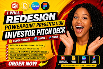redesign powerpoint presentation investor pitch deck google slides canva figma