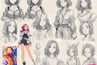 create full anime character sheet
