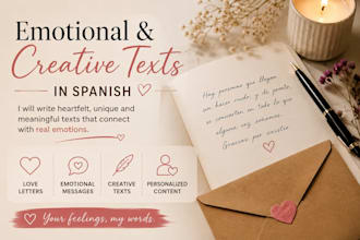 write emotional and creative texts in spanish