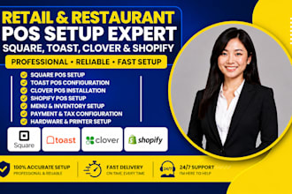 set up retail and restaurant pos with square, toast, clover and shopify