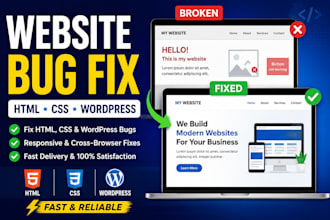fix wordpress, HTML CSS website bugs and errors