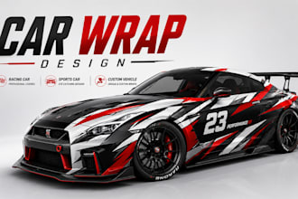 design custom car wrap, racing livery, sports car wrap and vehicle graphics
