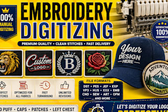 do embroidery digitizing into dst, pes, jef file digitizing logo image very fast