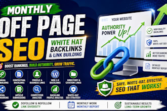 do monthly off page seo with white hat backlinks and link building