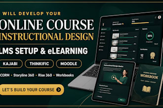 design and develop highticket online course,  instructional design and lms setup