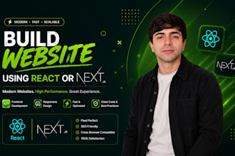 build website using react or next, website development, frontend development