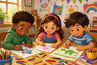 design children story book, child book illustration, picture book illustrtation