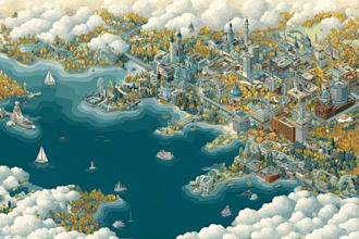 unique vector or isometric map art