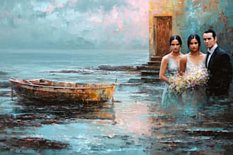 paint realistic cityscape in digital oil painting style
