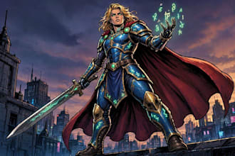 create an amazing superhero or fantasy comic illustration