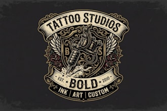 design a bold tattoo machine logo for tattoo studios